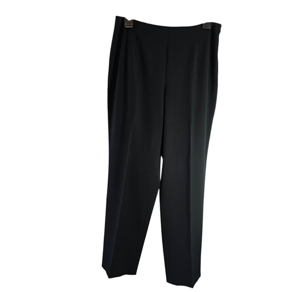 TALBOTS  PETITES STRETCH BLACK PANTS SIZE 10 FLAT FRONT SIDE ZIP CAREER CLASSIC